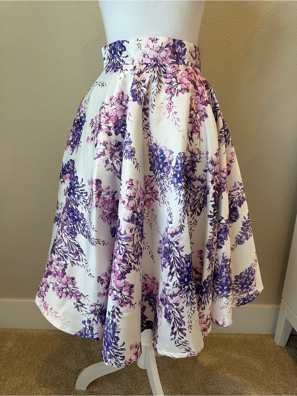 Chicwish White Skirt with Purple Floral Print - Picture 2 of 4